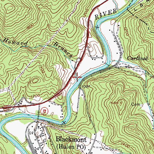 Topographic Map of Green Howard Branch, KY