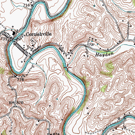 Topographic Map of Hayden Creek, KY