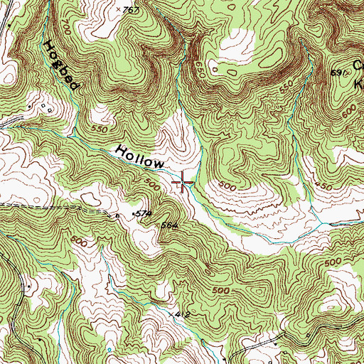 Topographic Map of Hogbed Hollow, KY