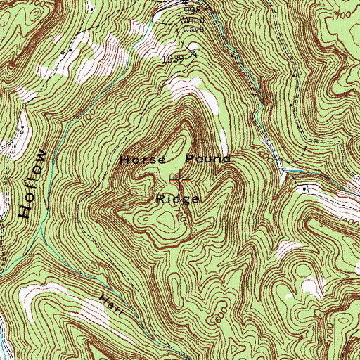 Topographic Map of Horse Pound Ridge, KY