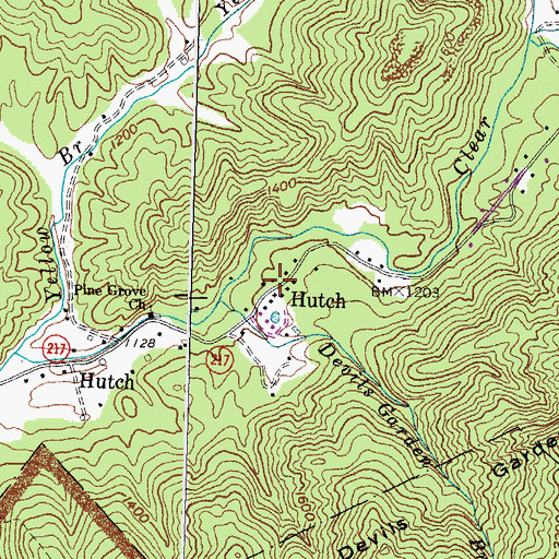Topographic Map of Hutch, KY