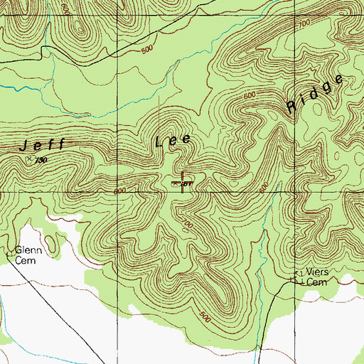 Topographic Map of Jeff Lee Ridge, KY