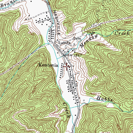 Topographic Map of Kentenia, KY