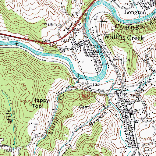 Topographic Map of Little Creek, KY