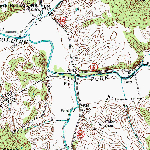 Topographic Map of Little South Fork, KY