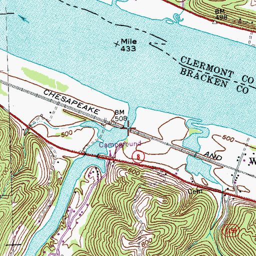 Topographic Map of Locust Creek, KY