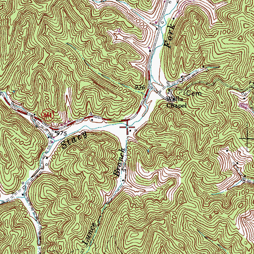 Topographic Map of Lunce Branch, KY