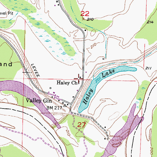 Topographic Map of Haley Church, AR