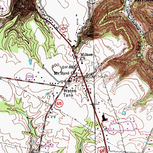 Topographic Map of Mount Bryd Church, KY
