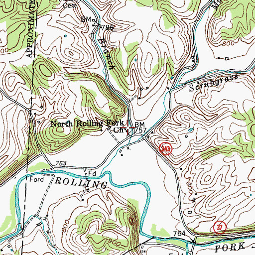 Topographic Map of North Rolling Fork Church, KY