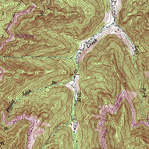 Topographic Map of Poplar Lick Branch, KY