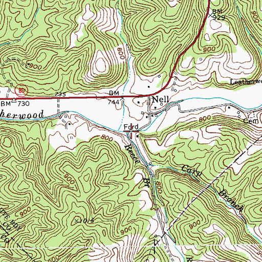 Topographic Map of Reece Branch, KY
