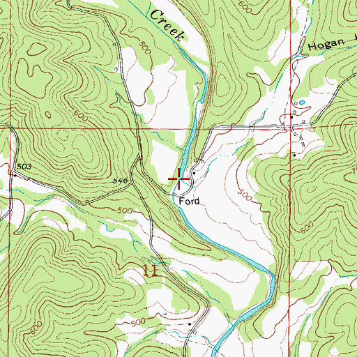 Topographic Map of Hogan Hollow, AR