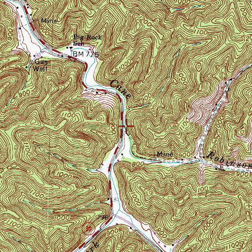 Topographic Map of Robinson Fork, KY