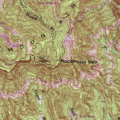Topographic Map of Rockhouse Gap, KY