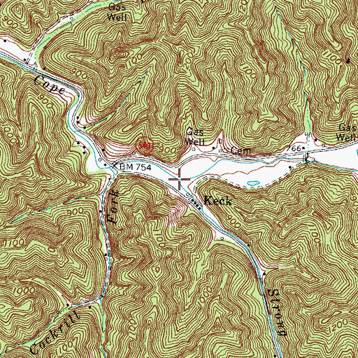 Topographic Map of Strong Fork, KY