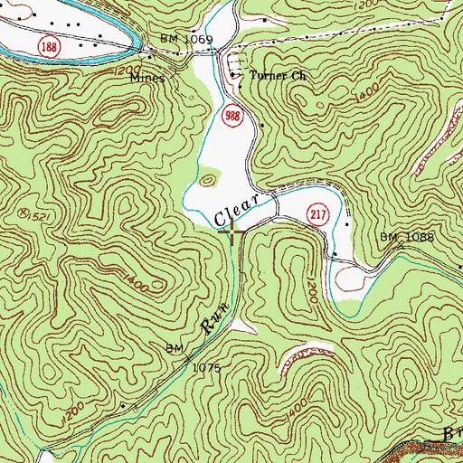 Topographic Map of Sugar Run, KY