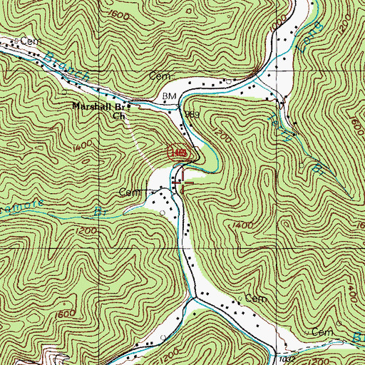 Topographic Map of Sycamore Branch, KY