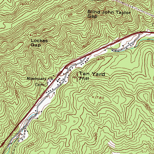 Topographic Map of Tan Yard Hill, KY