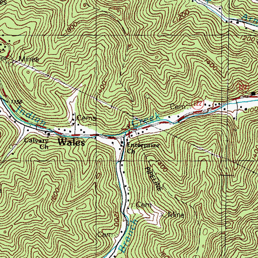 Topographic Map of Turkeypen Branch, KY