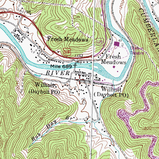 Topographic Map of Wilhoit, KY