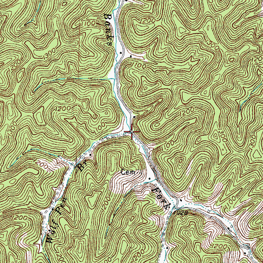 Topographic Map of Wolf Pen Branch, KY