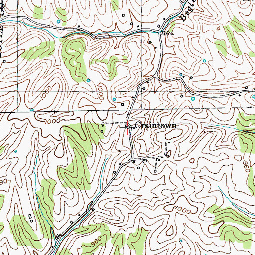 Topographic Map of Craintown, KY