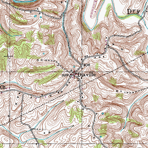 Topographic Map of Dixville, KY