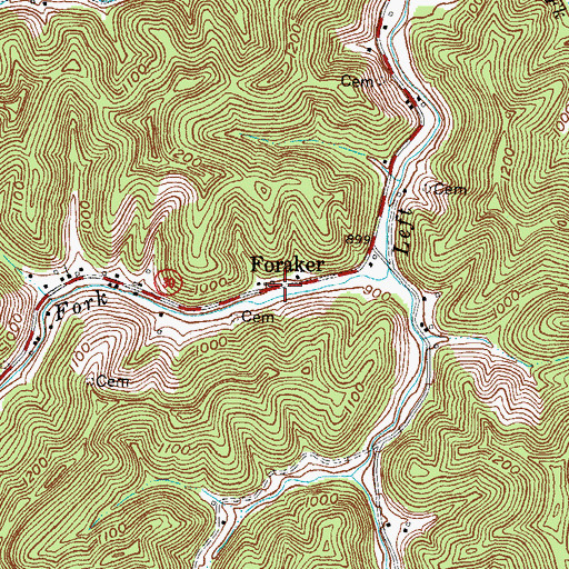 Topographic Map of Foraker, KY
