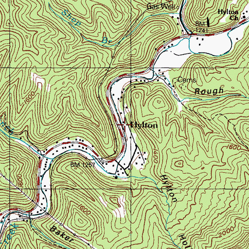 Topographic Map of Hylton, KY