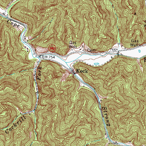 Topographic Map of Keck, KY