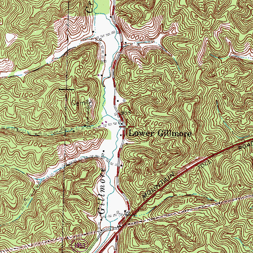 Topographic Map of Lower Gillmore, KY