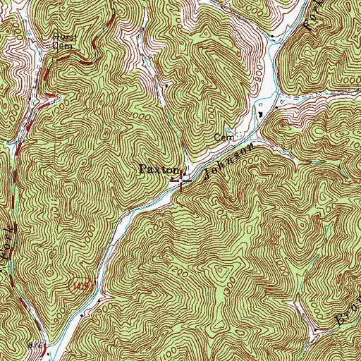 Topographic Map of Paxton, KY