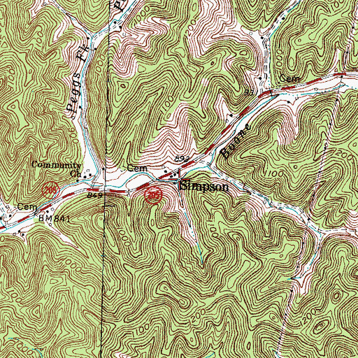 Topographic Map of Simpson, KY
