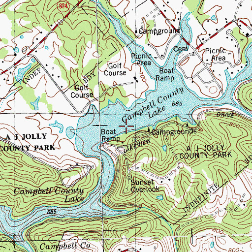 Topographic Map of Campbell County Lake, KY