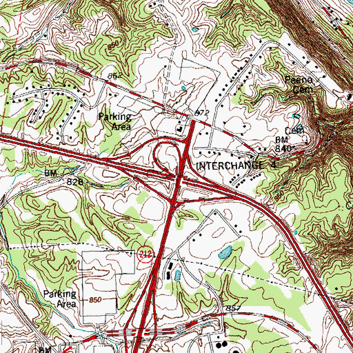 Topographic Map of Interchange 4, KY