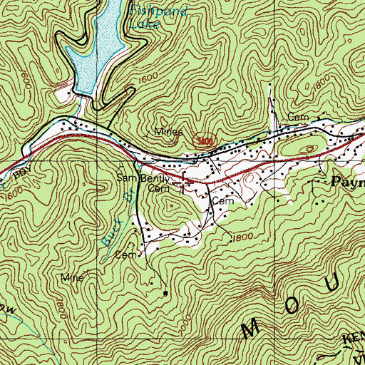 Topographic Map of Sam Bentley Cemetery, KY
