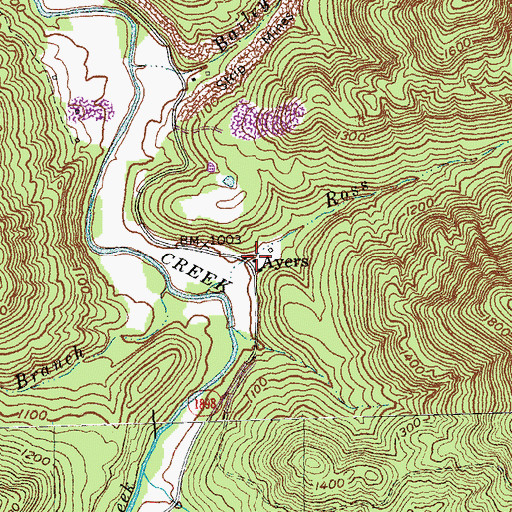 Topographic Map of Ayers, KY