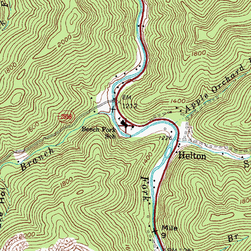 Topographic Map of Beech Fork Settlement School (historical), KY