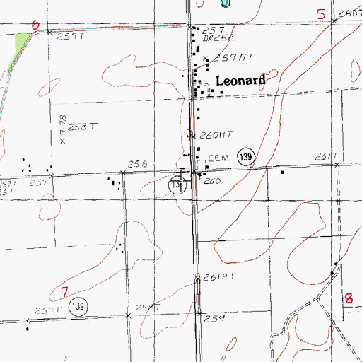 Topographic Map of Leonard School (historical), AR