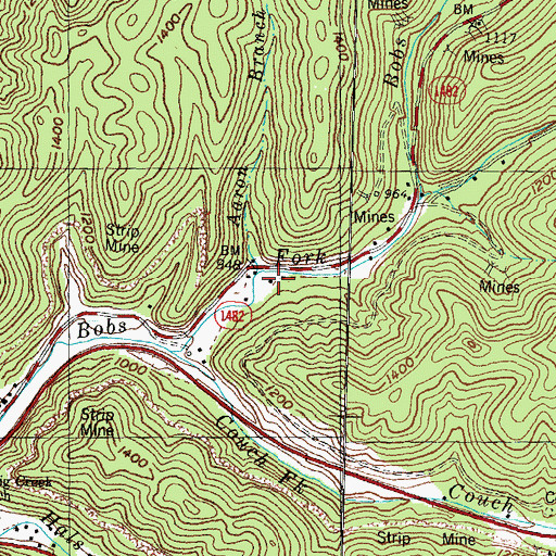 Topographic Map of Bobs Fork School, KY