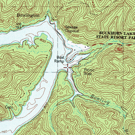 Topographic Map of Bowling Branch, KY