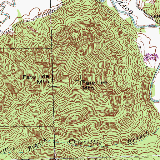 Topographic Map of Fate Lee Mountain, KY