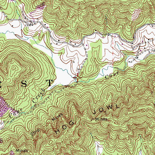 Topographic Map of Little Cane Creek, KY