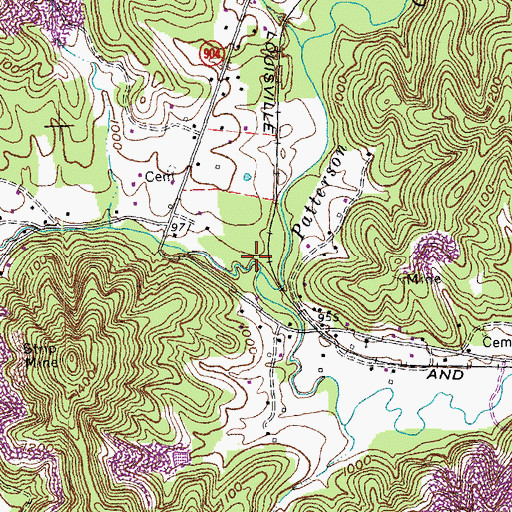 Topographic Map of Little Patterson Creek, KY