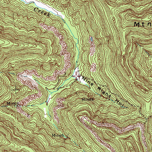 Topographic Map of Nine Right Hollow, KY