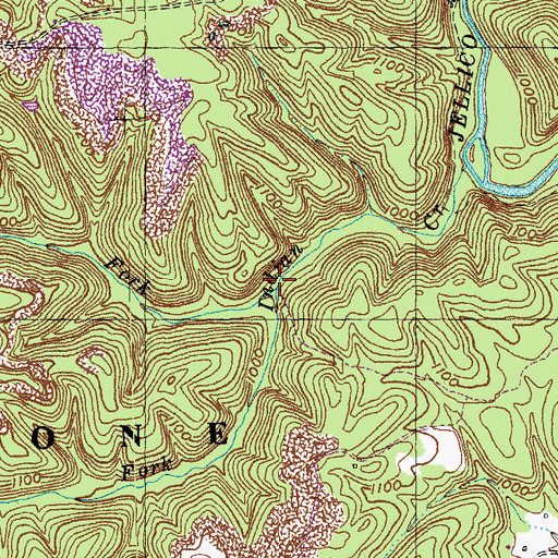 Topographic Map of North Fork Indian Creek, KY