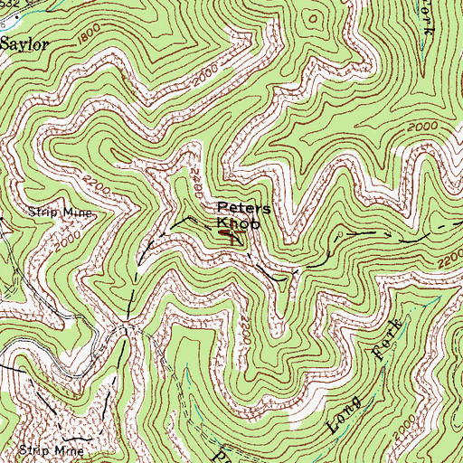 Topographic Map of Peters Knob, KY