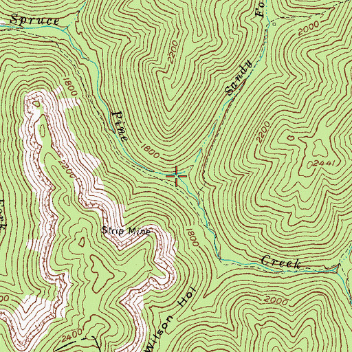 Topographic Map of Sandy Fork, KY