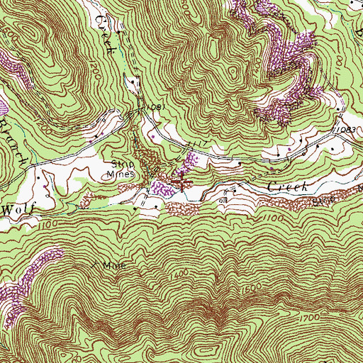 Topographic Map of Sheep Creek, KY